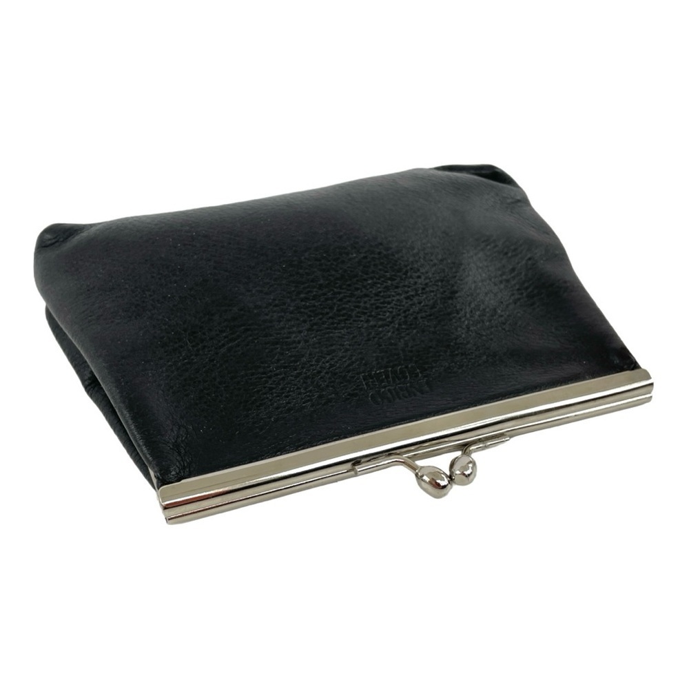 Vintage Enrico Coveri Black Leather Coin Purse, Silver Hardware Red Print Lining - Picture 7 of 8